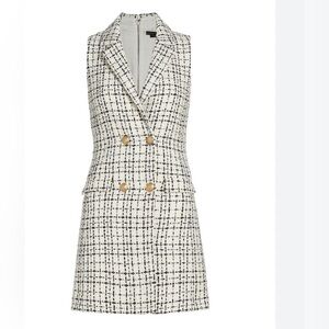 Alice + Olivia Black and White Tweed Mini Dress